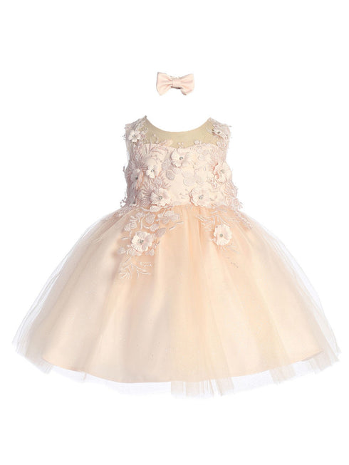 Tip Top Kids Girls 3D Floral Applique Special Occasion Dress, Sizes 6M-24M - SophiasStyle.com
